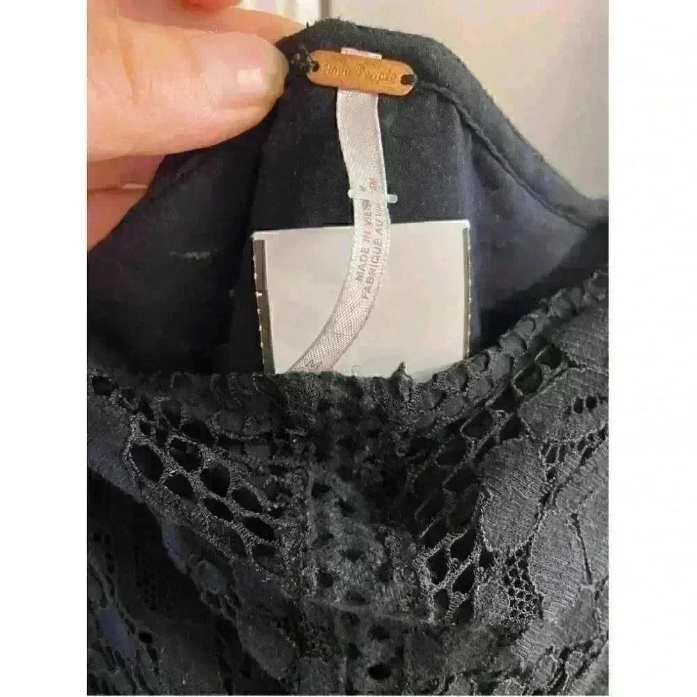 Free People Be‎ Your Baby Black Lace Mini Dress Medium